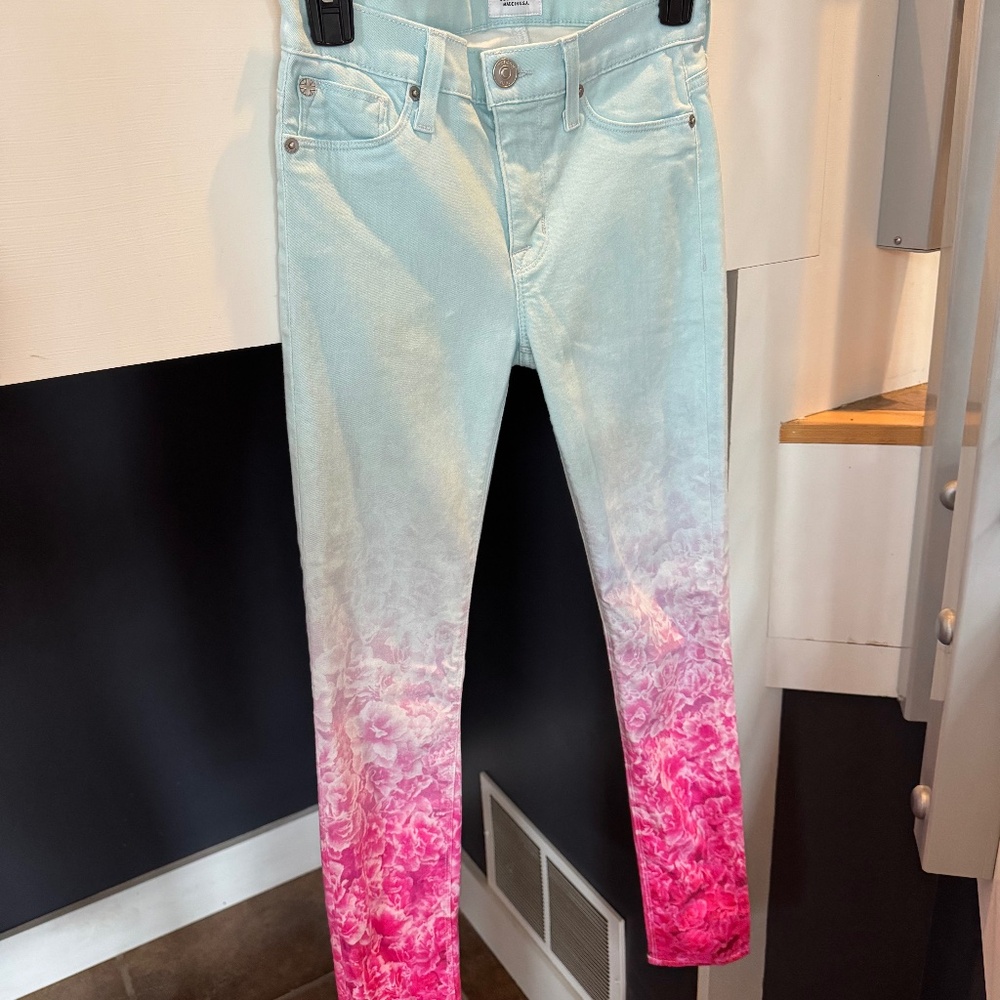 Fabulous Hudson Midrise Nico Super Skinny Floral Pattern Jeans